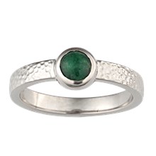 Jade Bezel Hammered Engagement Ring - top view